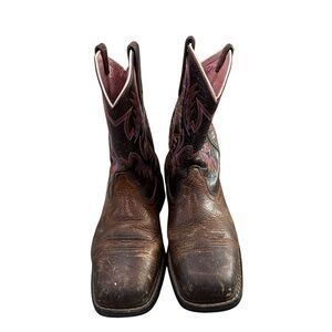 Ariat‎ Western Work Boots Women 7 Krista Steel Toe Brown Pink Style 10009494